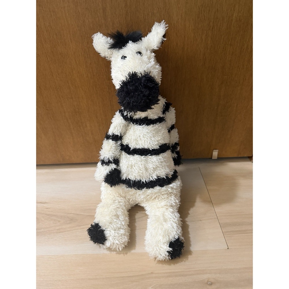Jellycat Junglie Bunglie Zebra Plush White Black Shaggy Plush 18" Retired